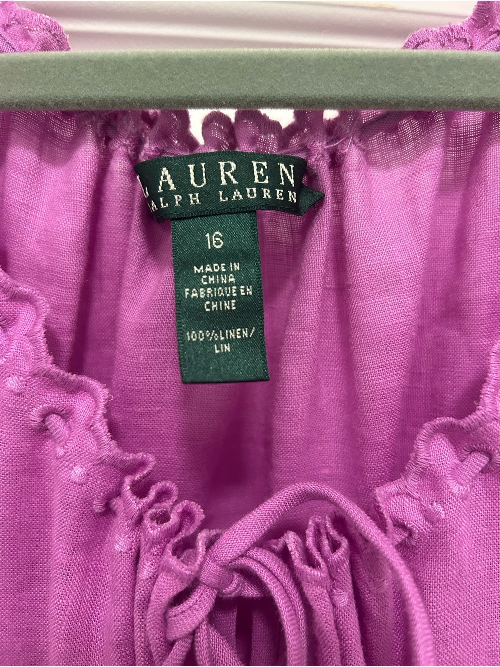 Lauren Ralph Lauren Purple100% Linen Tiered Midi Dress 16 Boho Cottagecore NWT - Picture 5 of 15